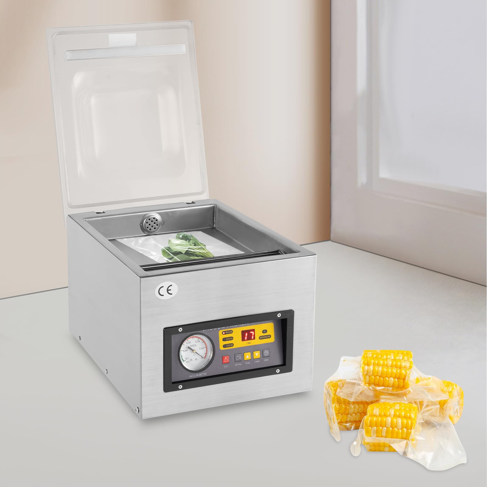 Macchina per sottovuoto da 120 W da tavolo industriale per sottovuoto 2CFM, 220 V commerciale da tavolo sottovuoto pacchetto in acciaio inox automatico potenza imballaggio per fabbriche alimentari