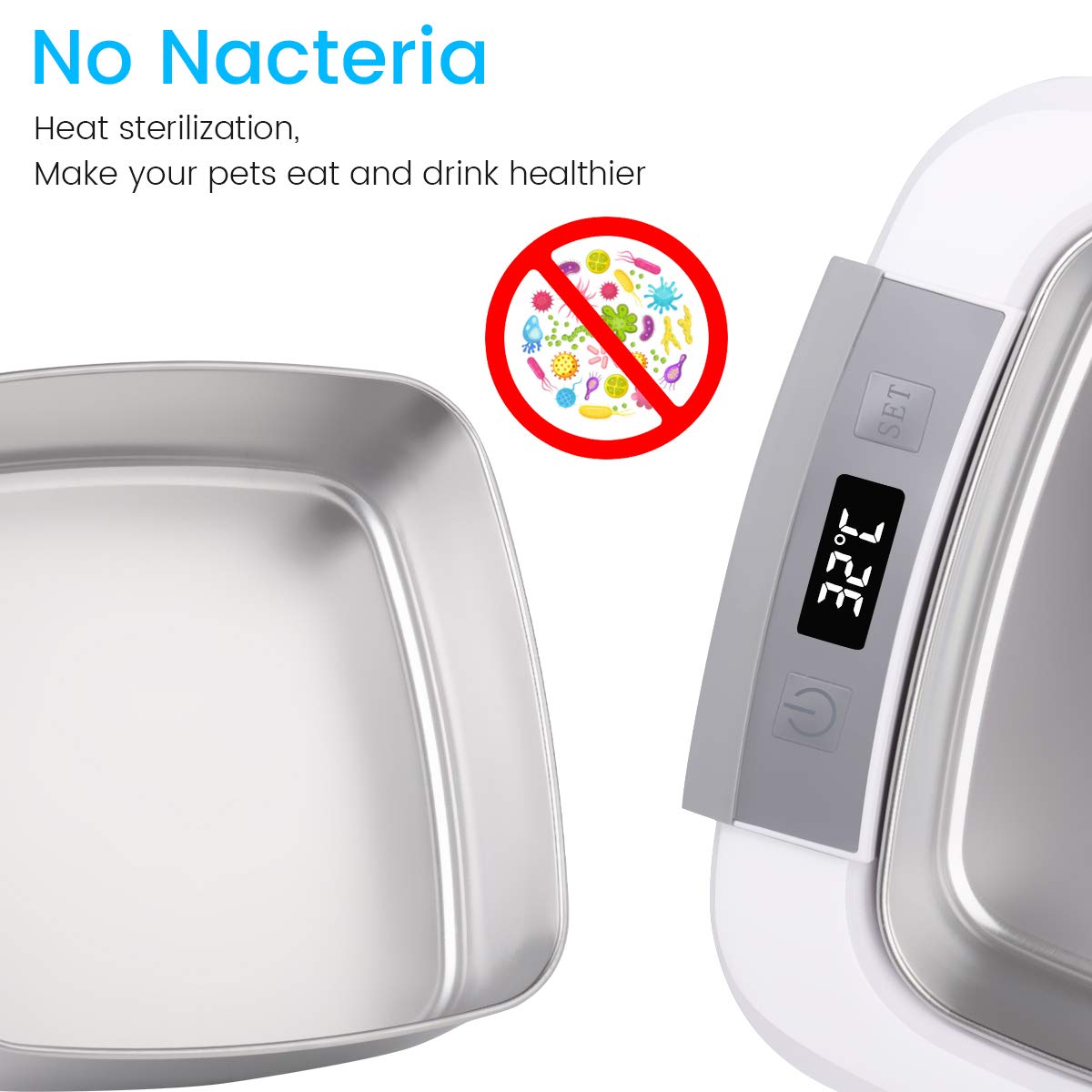 Beacon, ciotola riscaldata per animali domestici, in acciaio inox, 1 l, con interruttore on/off impermeabile