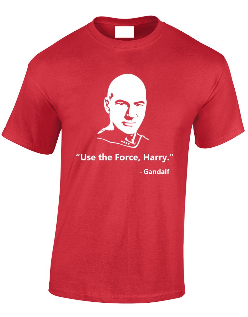 Crown Designs Men's Red Use The Force Harry - Gandalf Sci-Fi Mashup Funny Cool For & Teenagers T-Shirts Tops - /Large