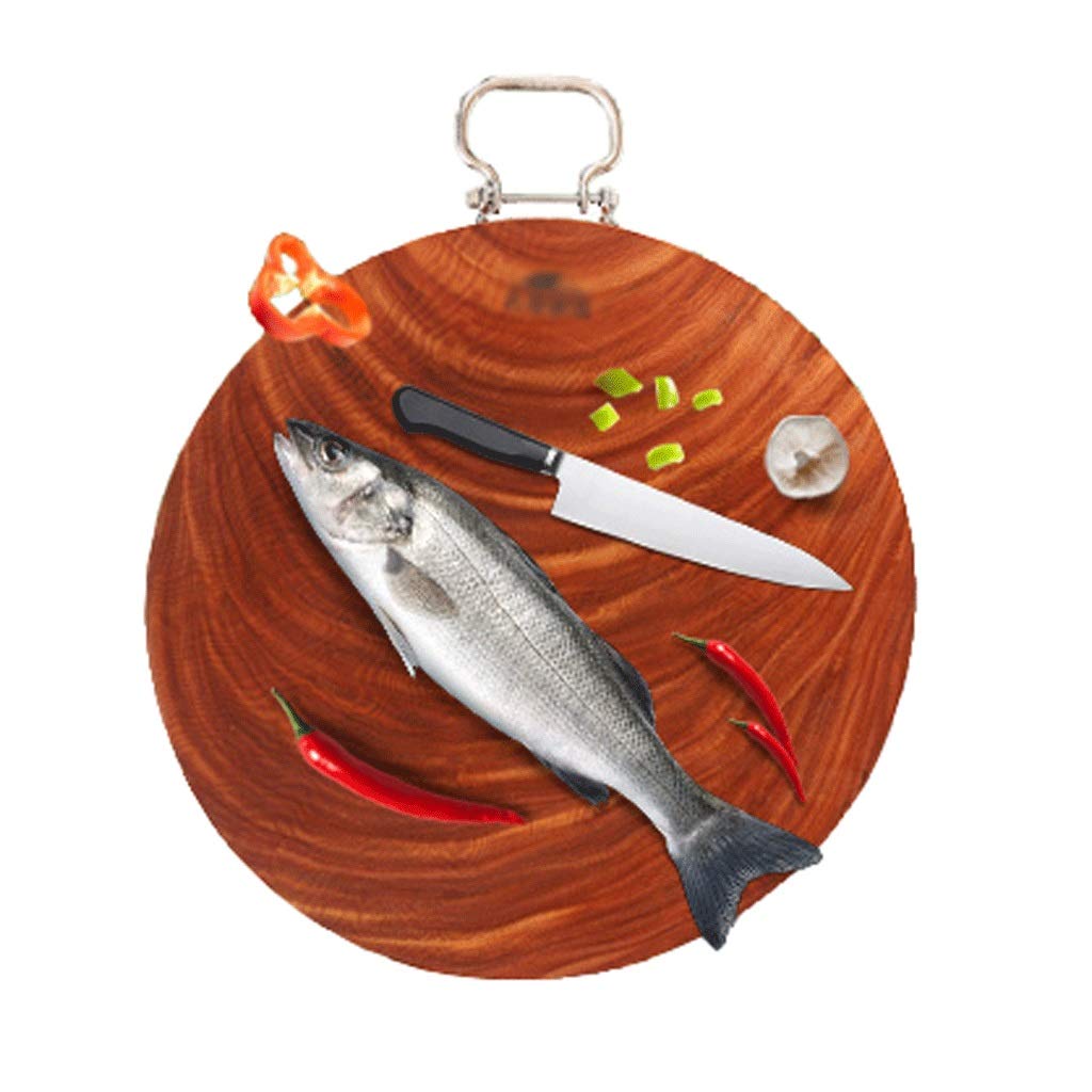 Tabla de Cortar Cocina,Tabla de cortar de madera maciza, cocina para el hogar, auténtica madera de hierro, bloque de cortar redondo de madera entera con mango, la mejor cocina para carne