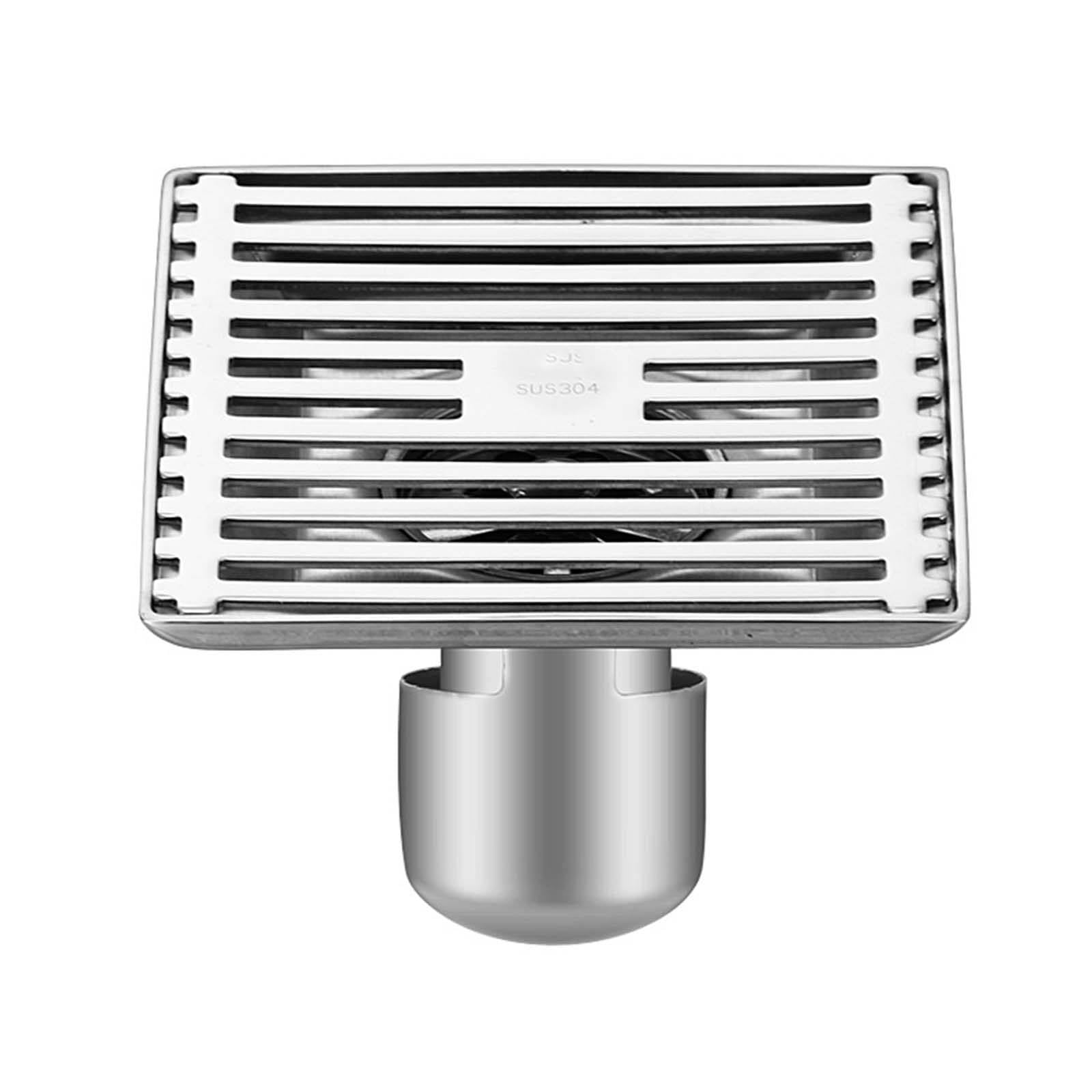 Desague Ducha Acero Inoxidable Desagüe de Suelo Luz Brillante Sumidero Ducha Cuadrado Piso Desagüe Ducha 150 * 150mm Canal de Ducha Adecuado para Hogar, Exterior y Villa