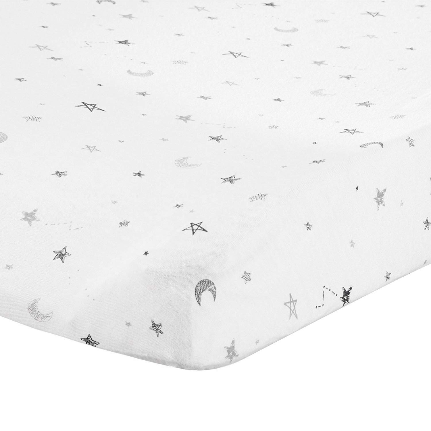 American Baby Company Printed 100% Natural Cotton Jersey Knit Fitted Contoured Changing Table Pad Cover, Grey Stars and Moon, Soft Breathable, for Boys and Girls, 1 Count (Pack of 1) : Baby