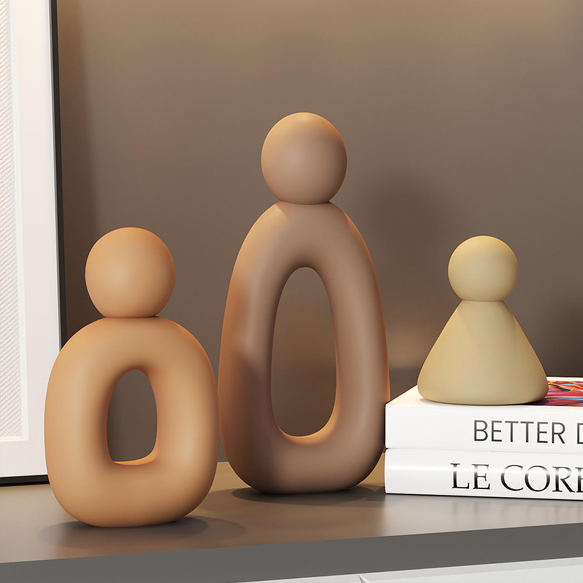 Estatuas abstractas de familia de 3 figuras Esculturas modernas decorativas para hogar estanterías