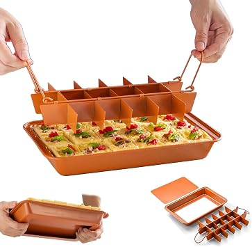 1 Piece Brownie Pan with Dividers Live Bottom Brownie 18 Pre-Cut Rectangular Cake Pans Nonstick Cake Mold Tray for Baking Bread Cookie Thickened Baking Tools Set - Orange