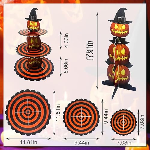 Miniatura 2 de Soporte para cupcakes de Halloween, torre de 3 niveles para cupcakes, soporte para postres de cartón negro, bandeja para servir cupcakes de