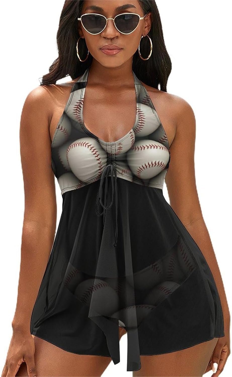 Baseball Tankini Swimsuits for Women Two Piece Bathing Suits 2024 Summer Beach Swimwear Swim Tank Top