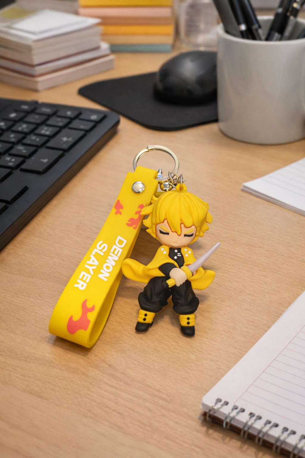 Demon Slayer Zenitsu Agatsuma 3D Figure Keychain with Wrist StrapKeychain For Men, Women,Kids (Pack Of 1)-image-36