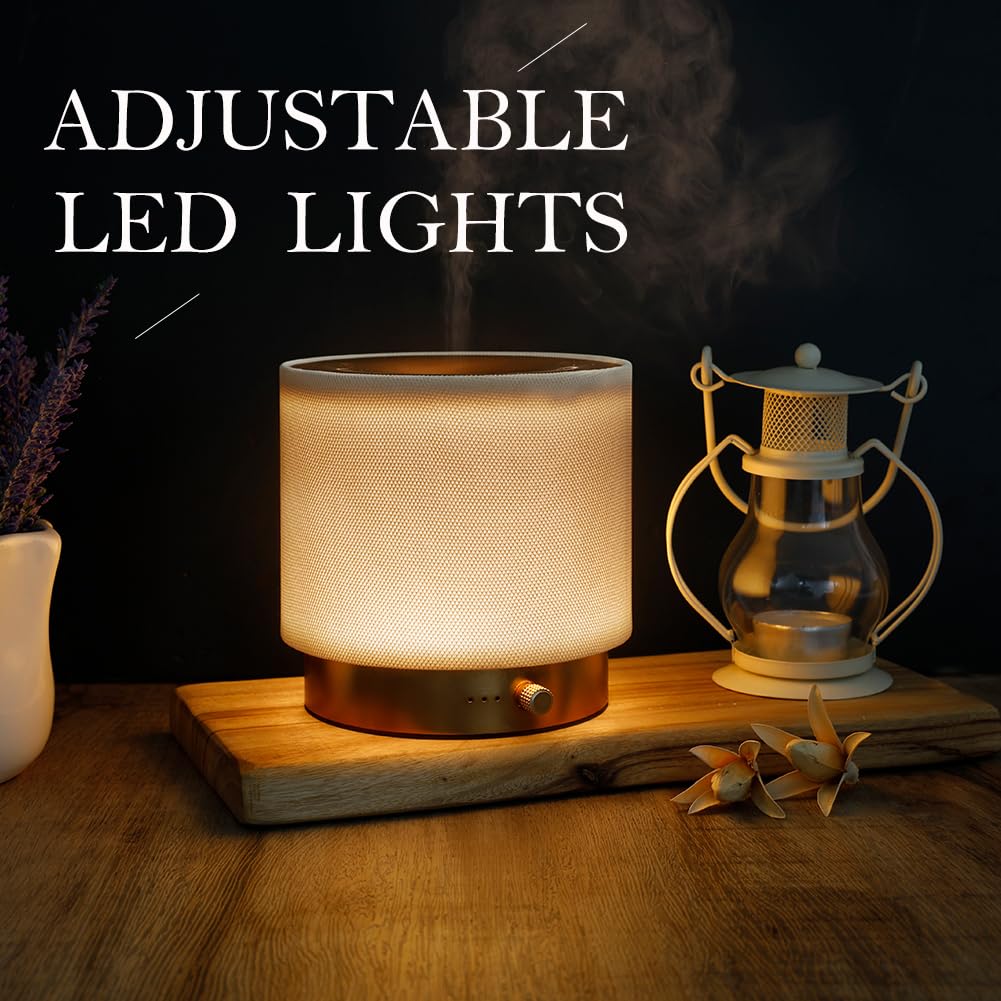 Elegante difusor de Aroma de Tela, difusor silencioso de aceites Esenciales con luz Nocturna Suave, hogar, la Oficina y el Espacio de Yoga (M35-dorado)