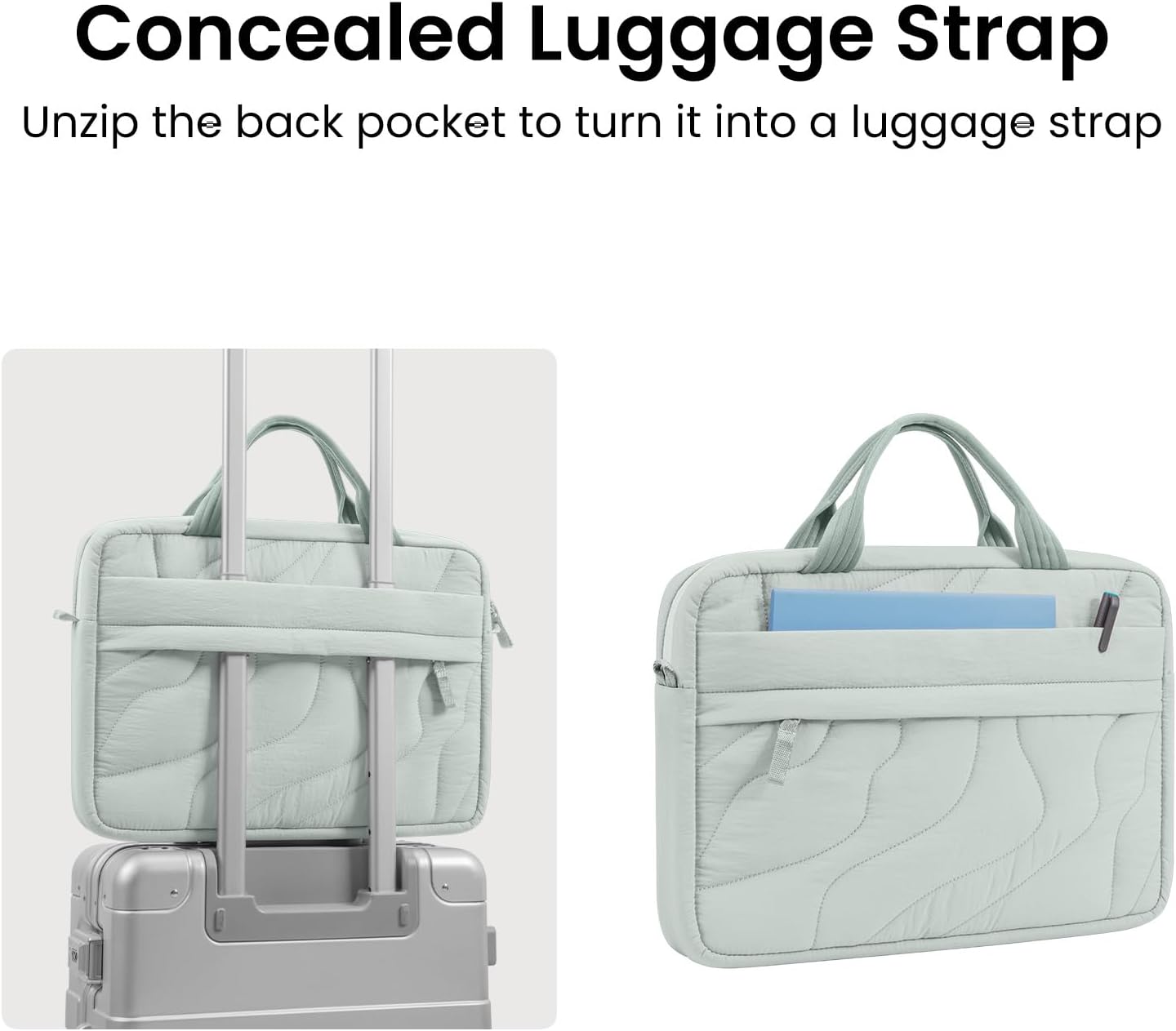 tomtoc 13-14 Inch Protective Puffy Laptop Carrying Bag for Women, Lightweight Laptop Briefcase Fits 14-inch MacBook Pro M5 2025 & Other 13"/14" Computers, Work Bag Case Handbag with Organized Storage - Image 6