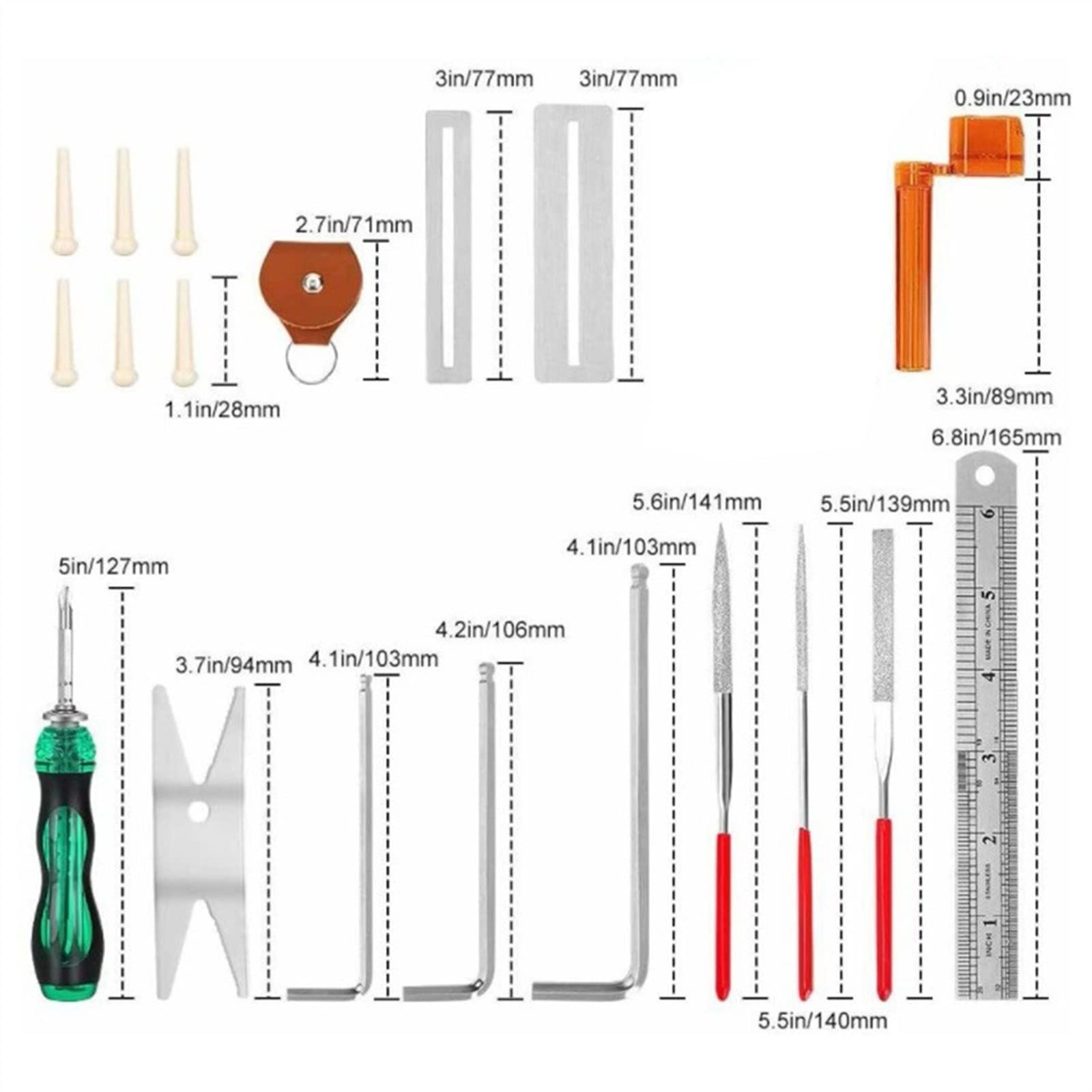 Gitara Naprawa Zestaw Narzędzi Do Czyszczenia Konserwacji Z Kostkami Do Gitary String Winder Bridge Pins Ściągacz Profesjonalny Narzędzia do Gitary