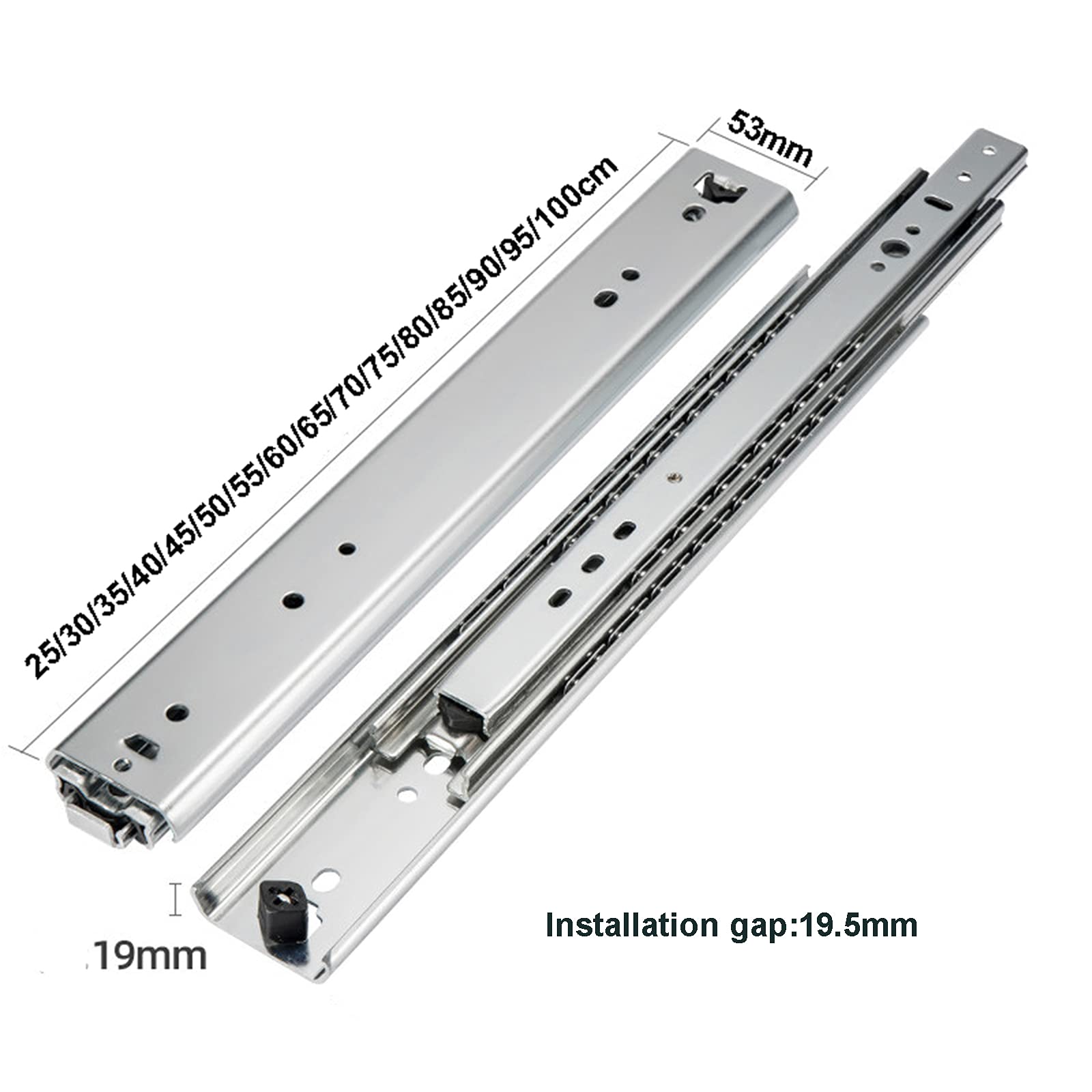 Guide con Cuscinetti a Sfera ad Estrazione Totale Guide per cassetti per carichi Pesanti Set di 3 sezioni 10~40 Pollici Guide per cassetti con Montaggio Laterale Guide per scaffali Merci, armadi,