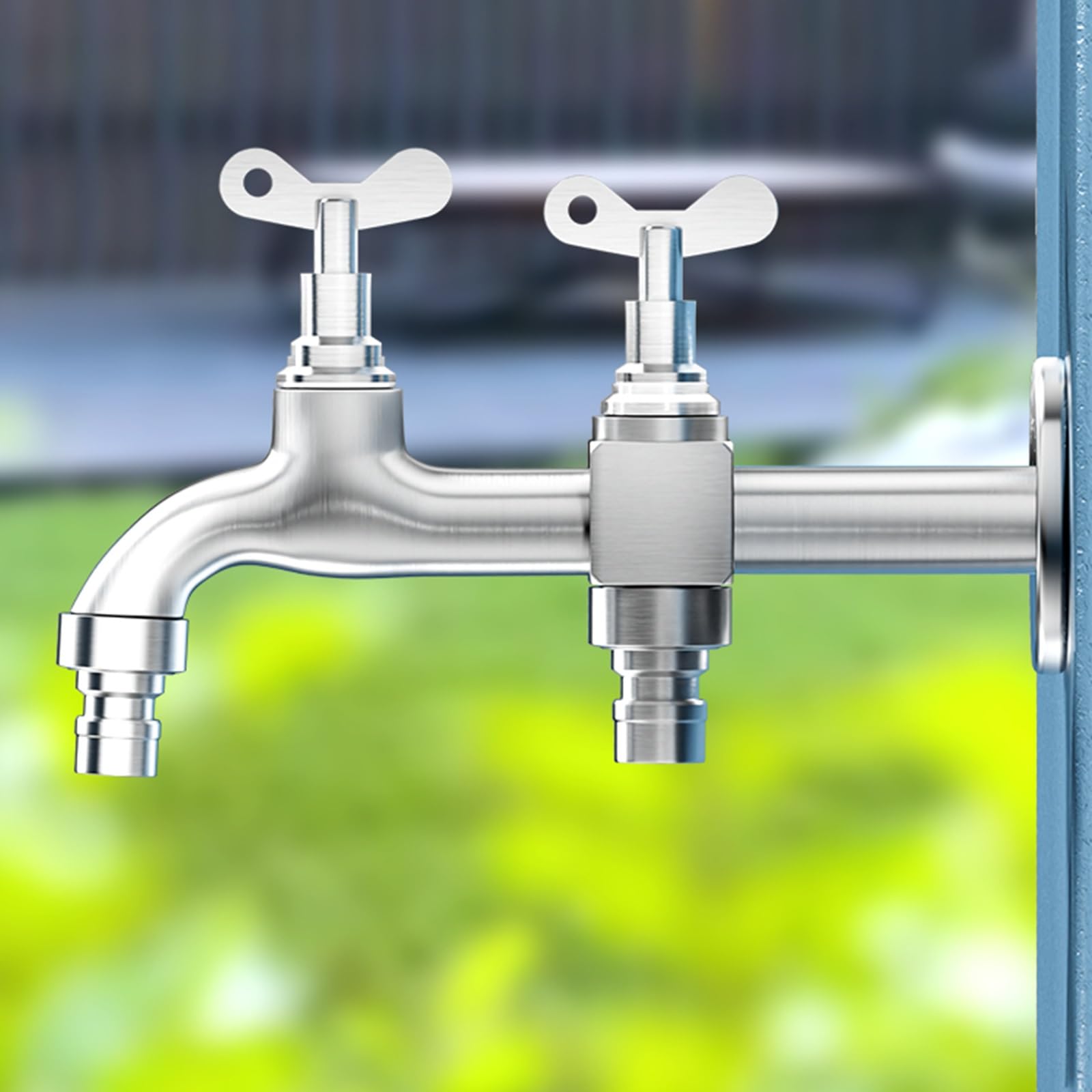 Robinet Extérieur Jardin Avec Serrure Et Clé - Double Bec Acier Inoxydable