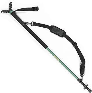 HUNTPAL Hunting Monopod Stand Shooting Stick with Integrated Spike Feet, 33"-75" Matt Aluminum Gun Rifle Rest Holder Shooting Support with 360° Rotation V Shaped Yoke Head and Carry Shoulder Strap - HUNTPAL