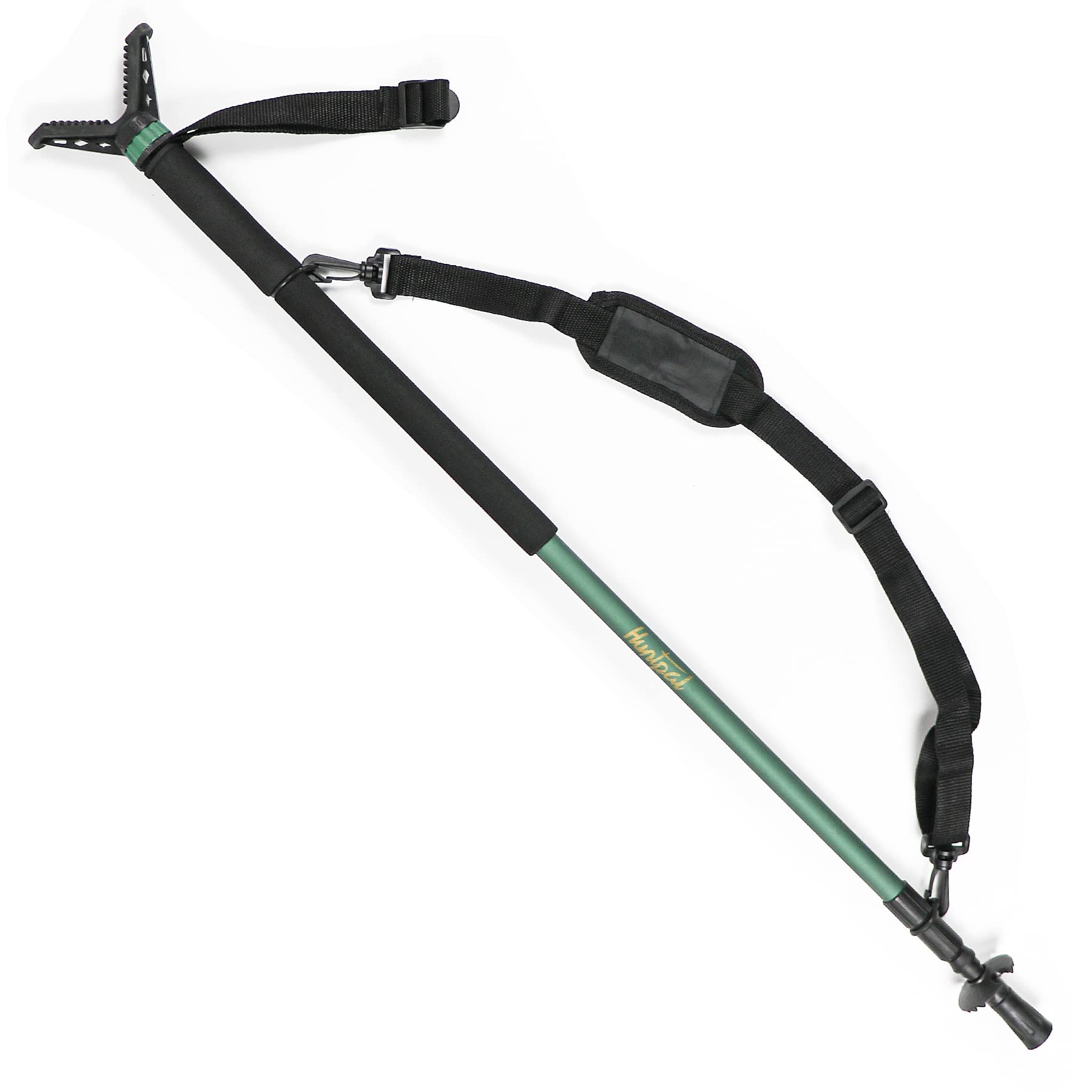 HUNTPAL Aluminum Hunting Monopod Shooting Stick with Removable 360° Rotation V Yoke Head Gun Rifle Rest, 33"-75" Adjustable Height and Integrated Spike Feet Shooting Stand with High Density Foam Grip