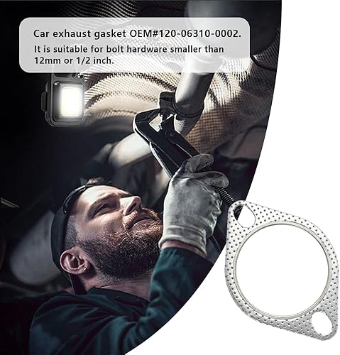 Miniatura 5 de 2 juntas de escape de automóvil, 2.5 pulgadas, 2 pernos de repuesto de junta de escape OEM #120-06310-0002, accesorios estándar para automóvil