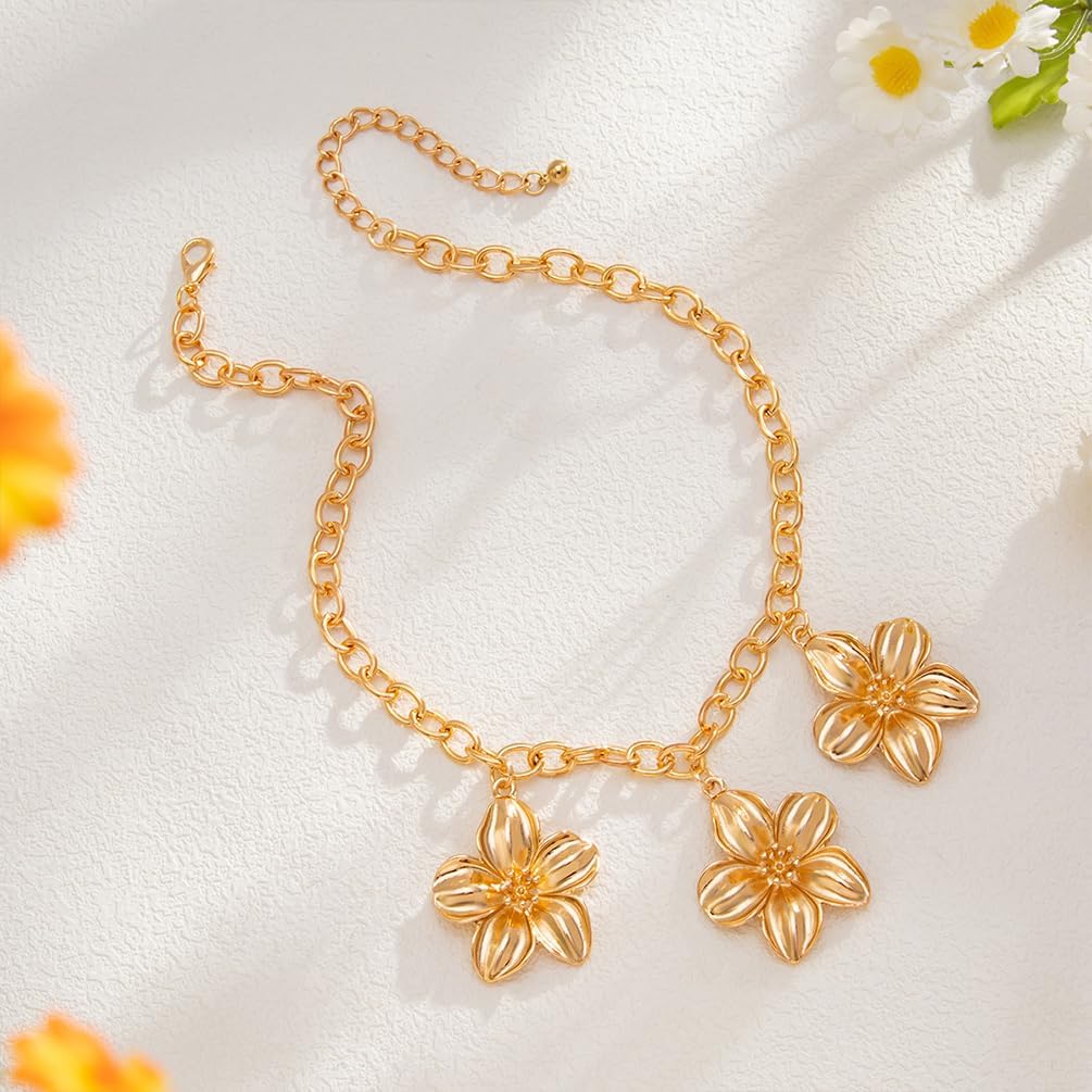 Trendy Gold Flower Choker Chain Necklace for Women Statement Exquisite Floral Silver Flowers Pendant Necklaces Y2k Party Jewelry Gifts Prom Accessories - Image 6