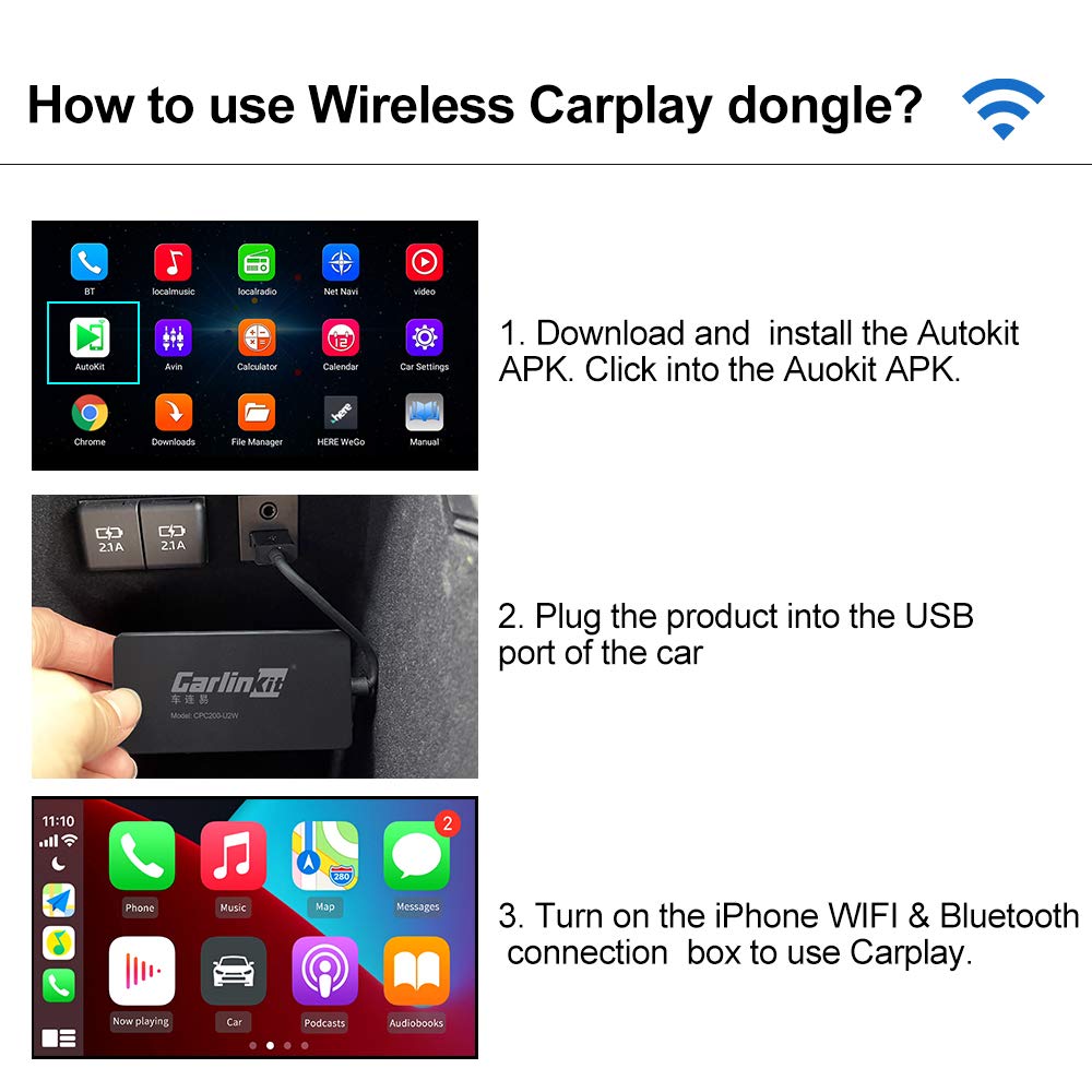 Carlinkit Wireless CarPlay&Wired Android Auto USB Dongle for
