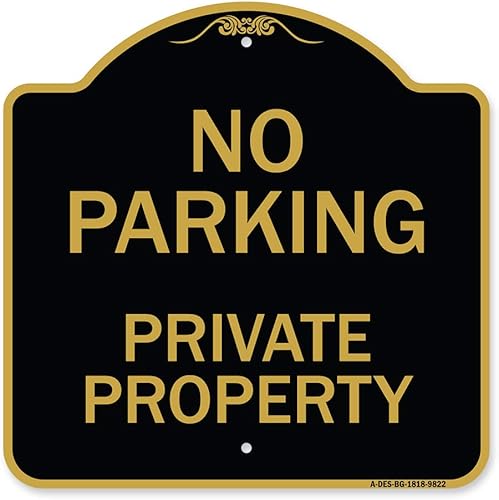 Miniatura 8 de SignMission Letrero de la serie Designer  No Parking Private Property  Letrero arquitectónico de aluminio de calibre pesado de 18 x 18 pulgadas