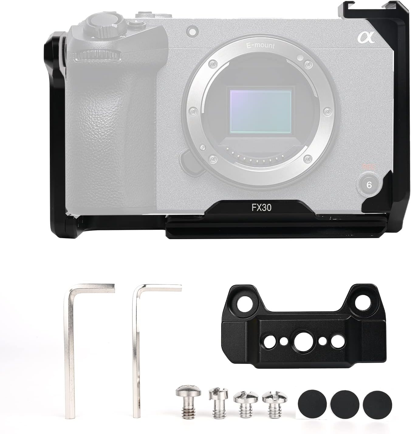 FX30/FX3 Camera Cage, FX3/FX30 Cage with Cold Shoe Port for Sony FX3 FX30 Camera Case Camera Rig Cold Shoe