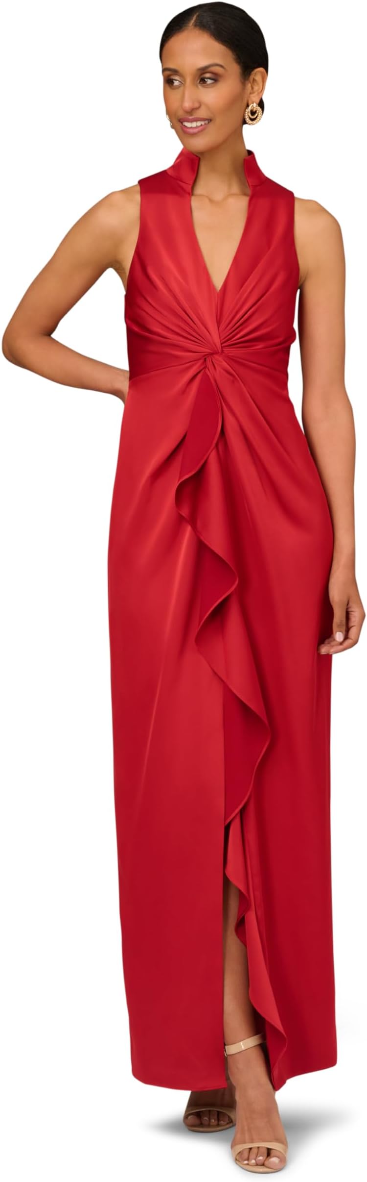 Aidan Mattox by Adrianna PapellWomen's Crepe Back Satin V-Neck Gown