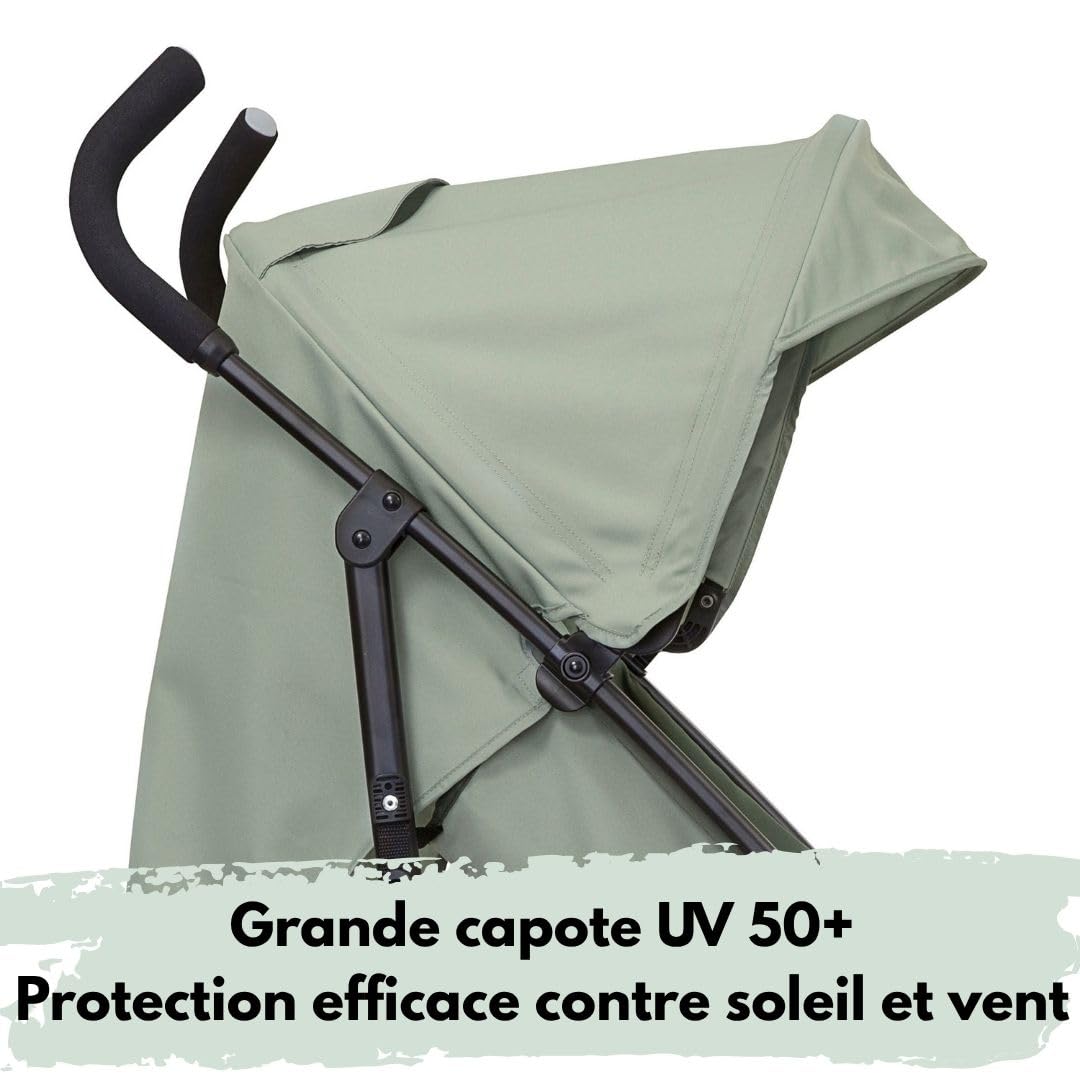 Joie Nitro LX Poussette Canne Légère et Compacte, Poussette Voyage Pliable 7,7 kg, Dossier Inclinable Position Allongée, Suspension Intégrale, Inclus Habillage Pluie et Moustiquaire, Vert Laurier
