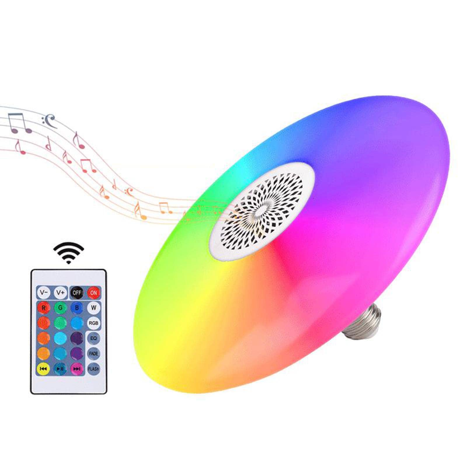 Ampoule Connectée LED Bluetooth Télécommande à Distance Variation de Couleurs Enceinte Multimédia Plastique Adaptée pour Cuisines Chambres Coffee-shop, L