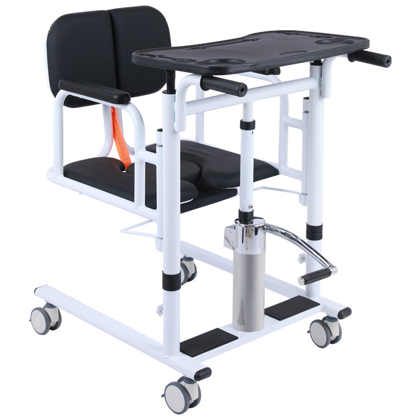 Silla de Traslado de Pacientes, Silla de Ruedas for Ancianos con Asiento Dividido en 180 °, Silla de Ruedas Elevadora de Enfermería, Carga Máxima: 220 Kg/440 Libras (Color : Black)