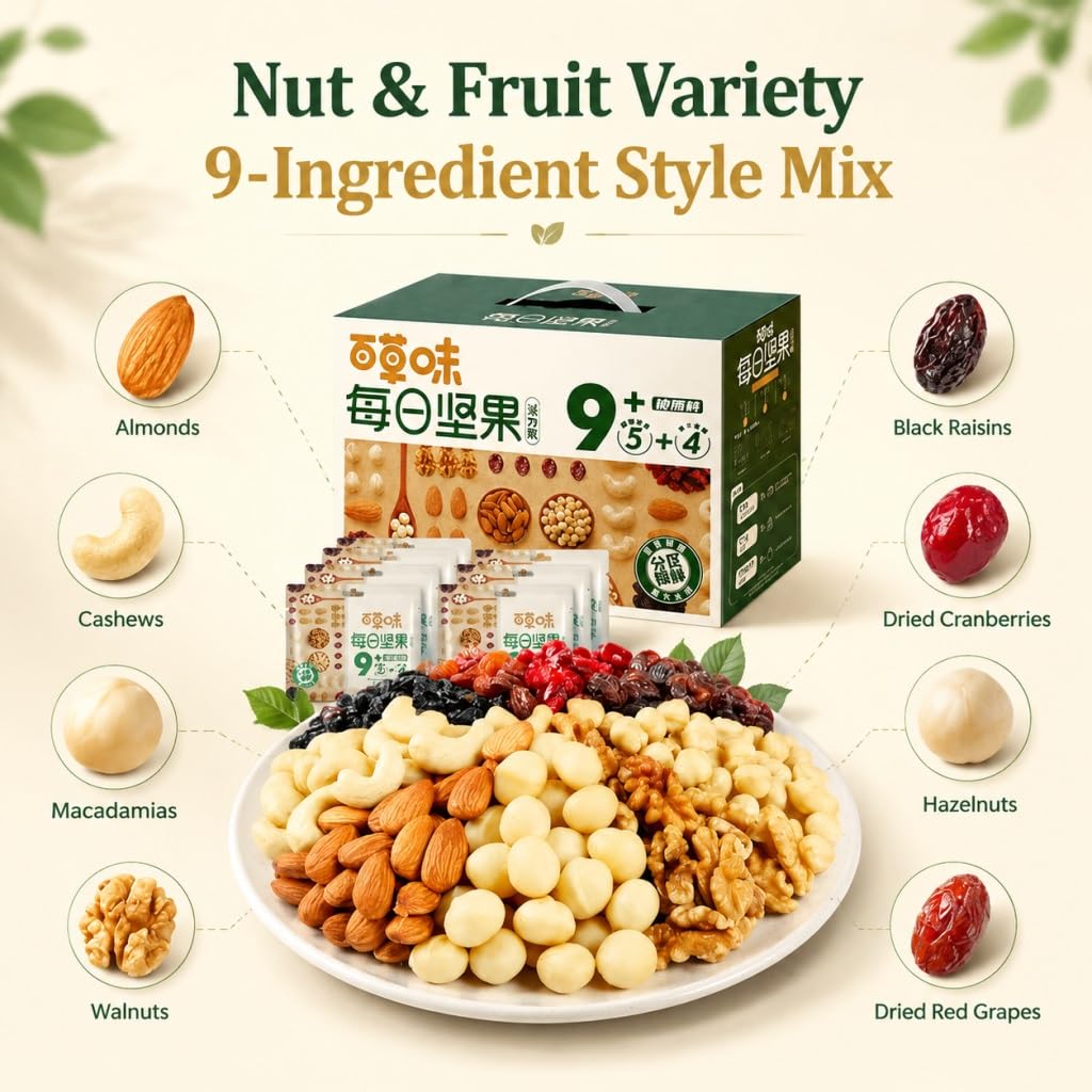 Merienda Diaria Pura De Frutos Secos Y Frutas Secas, 30 Paquetes Individuales (750 G), Divididos For Brindar Frescura, Energía Saludable For Llevar, Sin Azúcar Agregada
