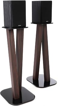 EXIMUS One Pair Fixed Height Universal Speaker Floor Stands - Espresso - 600 Series