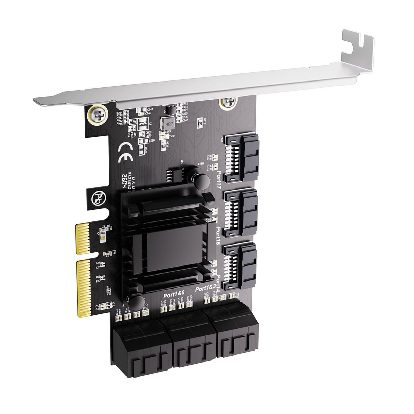 Scheda espansione PCIE da 4X a 9 Porte SATA3.0 con velocità 6 Gbps per trasferimento Dati Alte Prestazioni