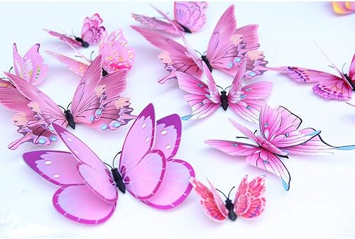 Miniatura 3 de 24 calcomanías de mariposa 3D para decoración de pared, mariposas extraíbles, calcomanías de pared para niñas, niños, dormitorio y habitación, mural