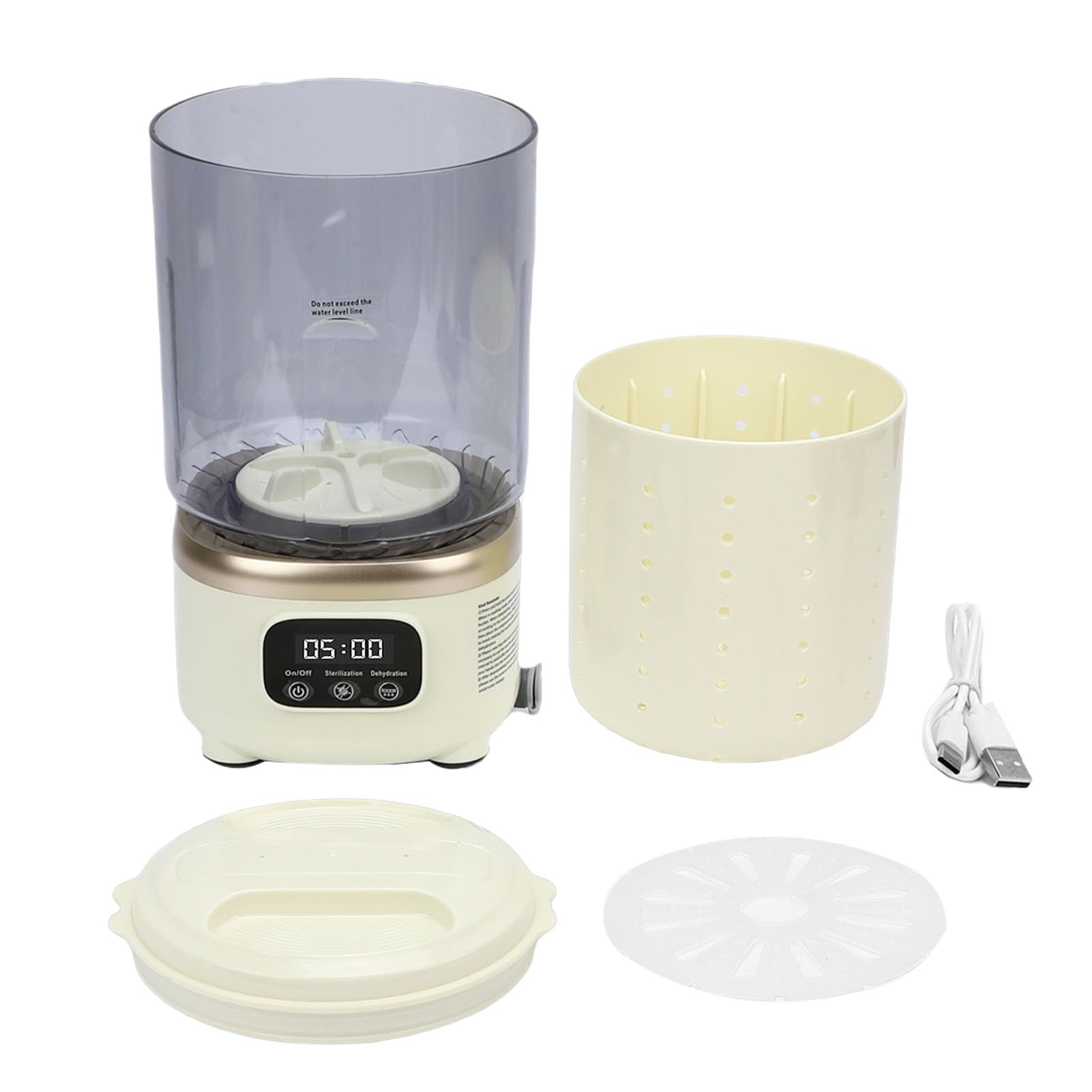 Lavatrice Portatile, Mini Lavatrice per Biancheria Intima da 2 Litri, Lavabiancheria a Centrifuga Ricaricabile Senza Fili per Calzini Viaggi RV Appartamento Hotel Dormitorio (Beige)