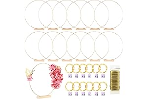 12 Pack Floral Hoop with Stand and LED Fairy Lights 18 Inch Wreath Rings