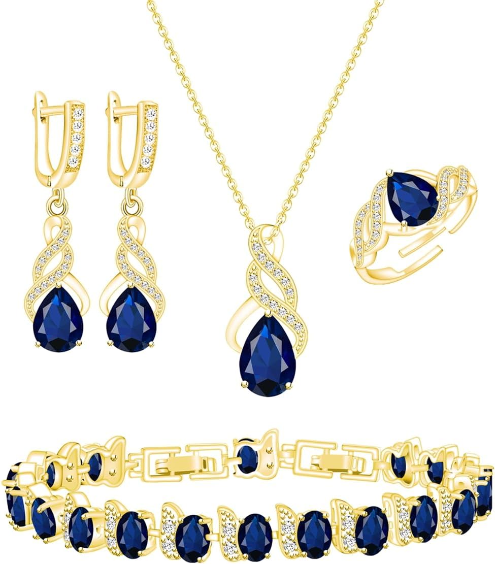 Wedding Jewelry Set for Women Gem Necklace Earrings Bracelet Luxury Jewelry Set Birthday Valentine's Day Mother's Day Christmas Prom Jewelry Gift