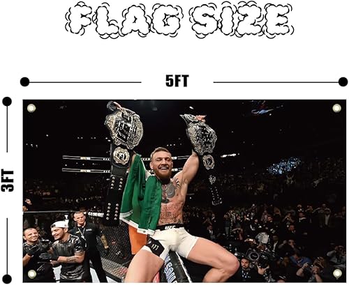 Miniatura 2 de TOWERS Conor Mc-Gre-gor - Bandera de boxeo de 3 x 5 pies, banderas divertidas resistentes a los rayos UV a la decoloración y duradera bandera de