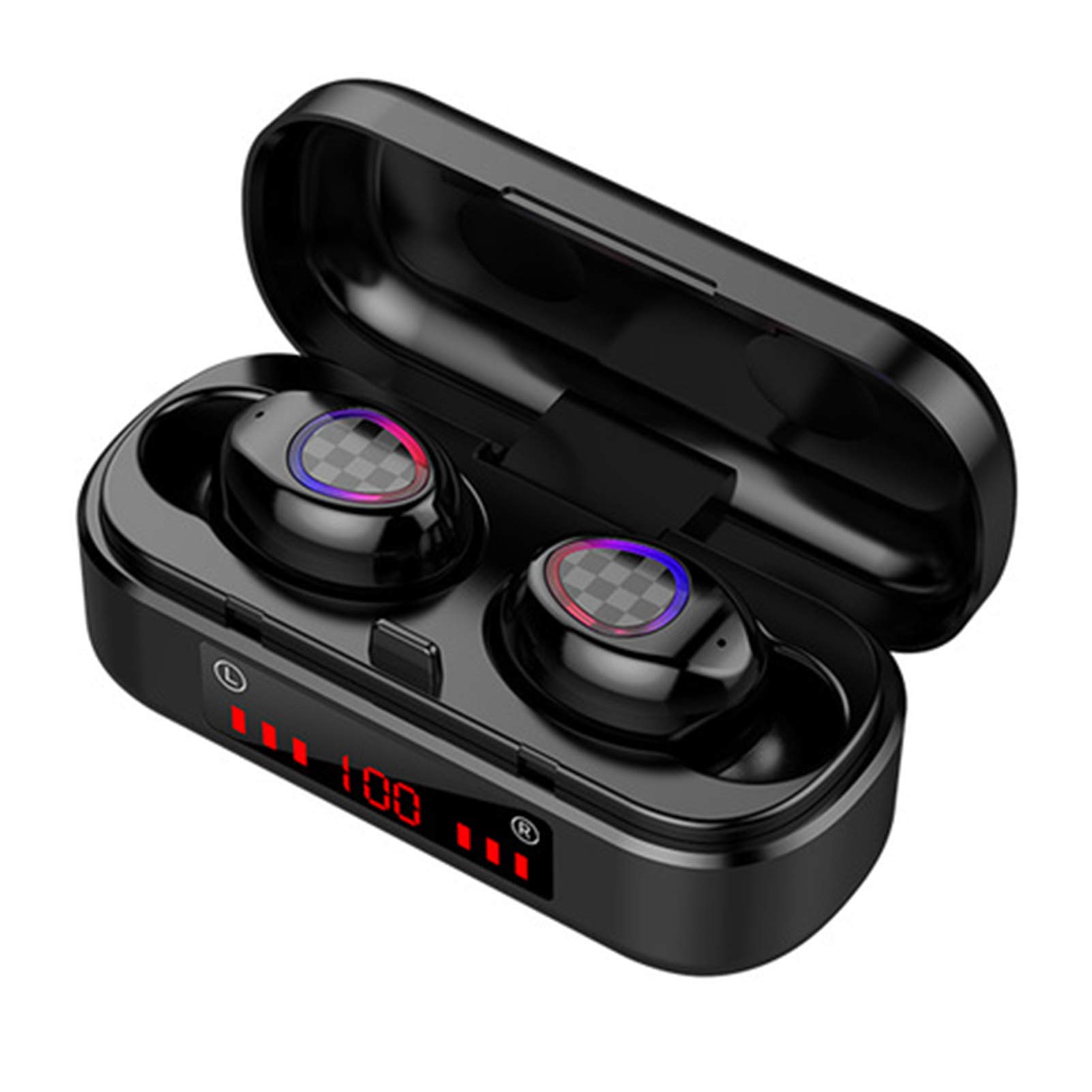 V7 BT5.0 Cordless Earphones Auto Pairing CVC8.0 Noise Cancelling Sweat Proof Black White