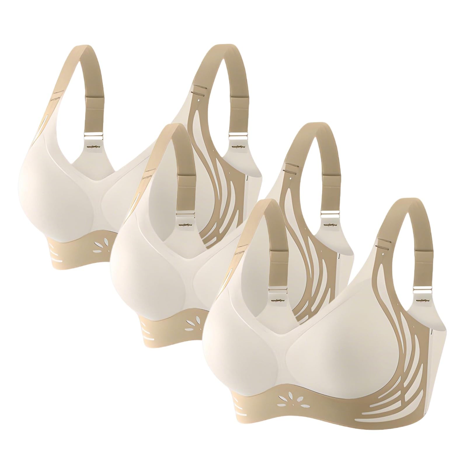 Biustonosze plus size dla kobiet UK Push Up Obwisłe piersi 3 szt. Bezszwowe, bezszwowe podparcie pleców z fiszbinami Podnoszenie bez fiszbin Biustonosz damski Freeolder Komfort na co dzień Duży biust