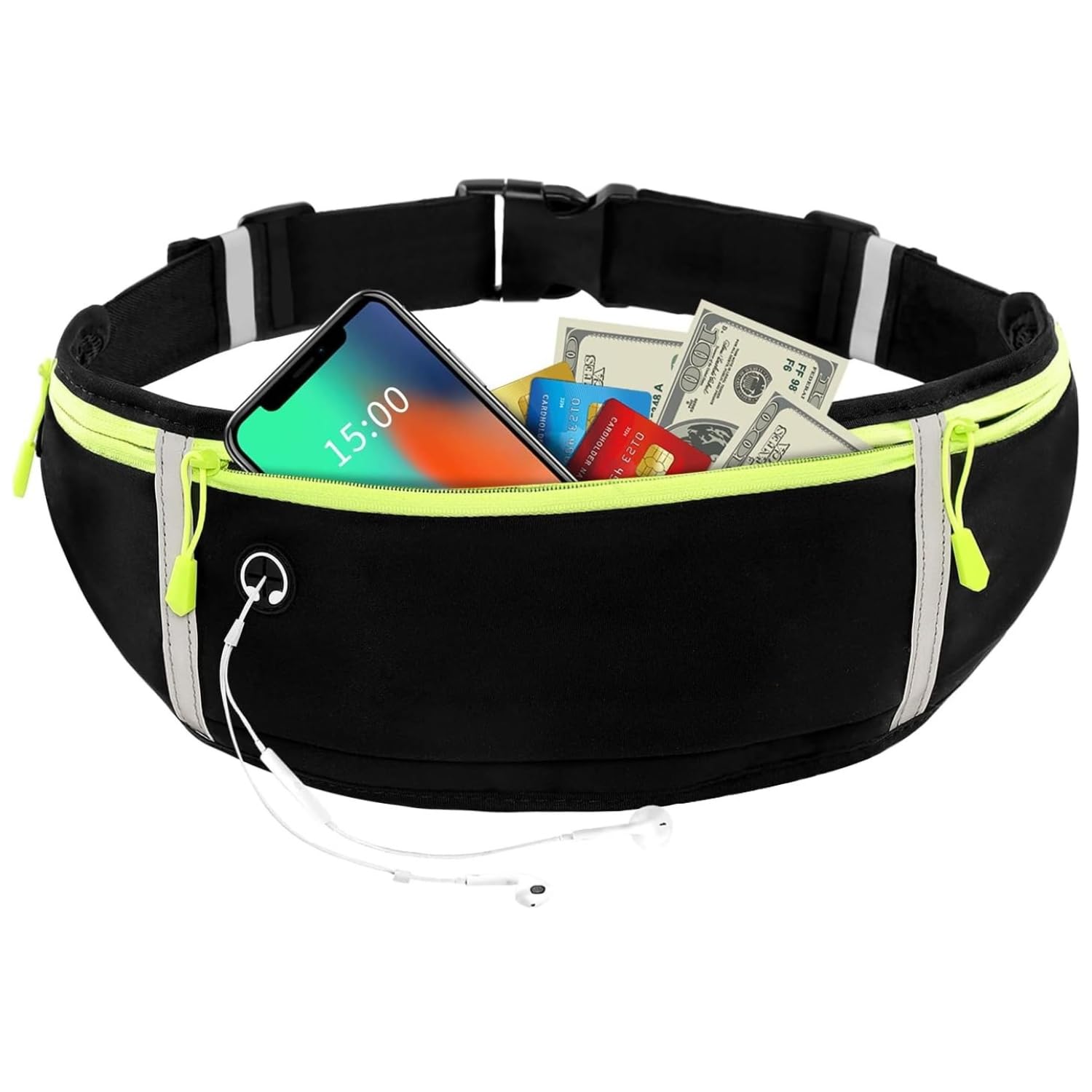 Running Mobile Holder for Men with 3 Pockets, Adjustable Waist Bag for Men, Water-Resistant Running Belt for Phone, Keys, Cash and Cards-image-16