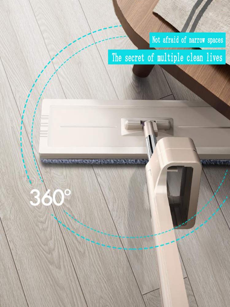 Trapeador Plano De Microfibra Limpia - Exprimido Automático Con Manos Libres - Limpieza En Seco Y En Húmedo 360 Grados - Para La Cocina De La Oficina En El Hogar Y Todas Las Superficies Del Piso,A