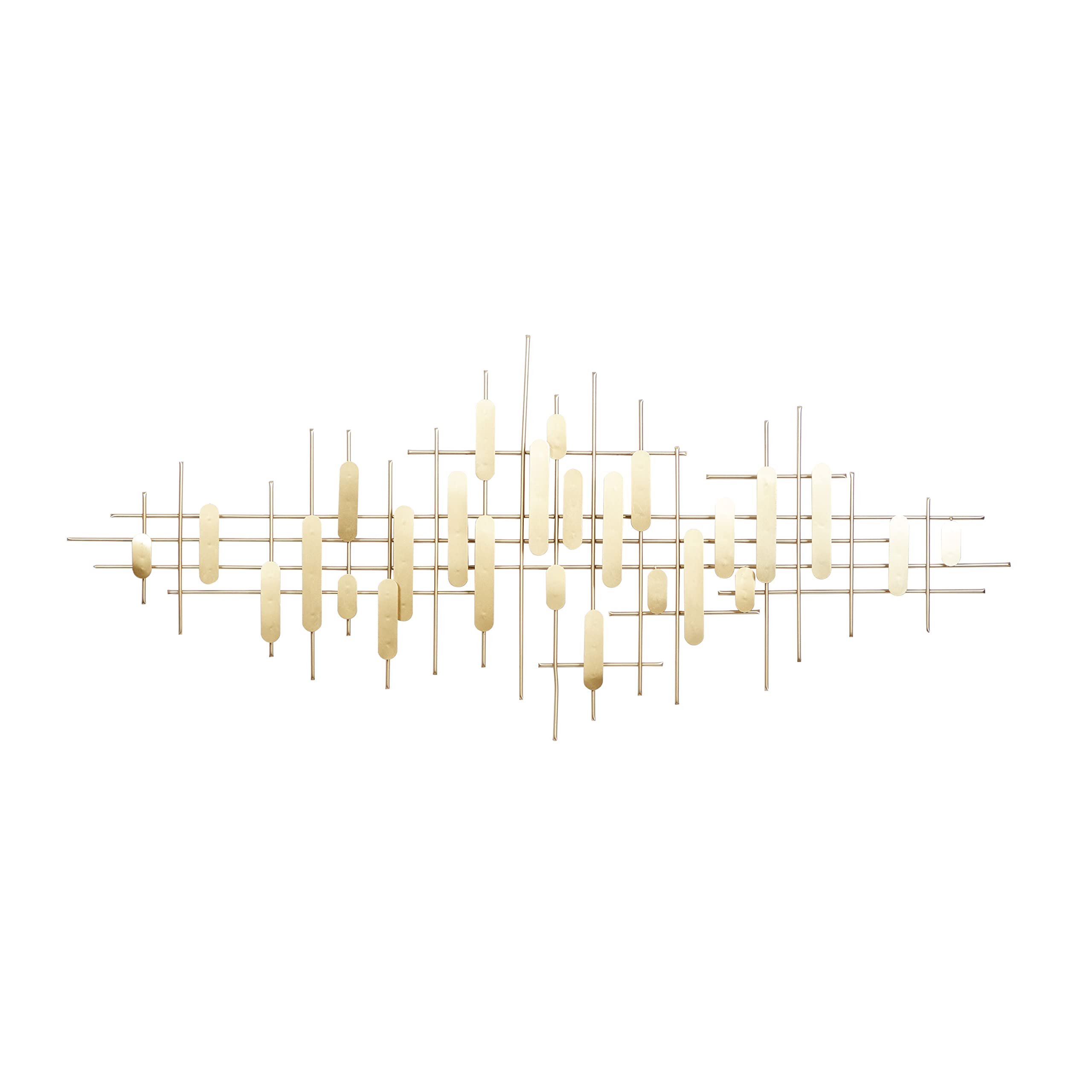 CosmoLiving by Cosmopolitan Metal Geometric Narrow Stripes Wall Decor, 58" x 2" x 25", Gold