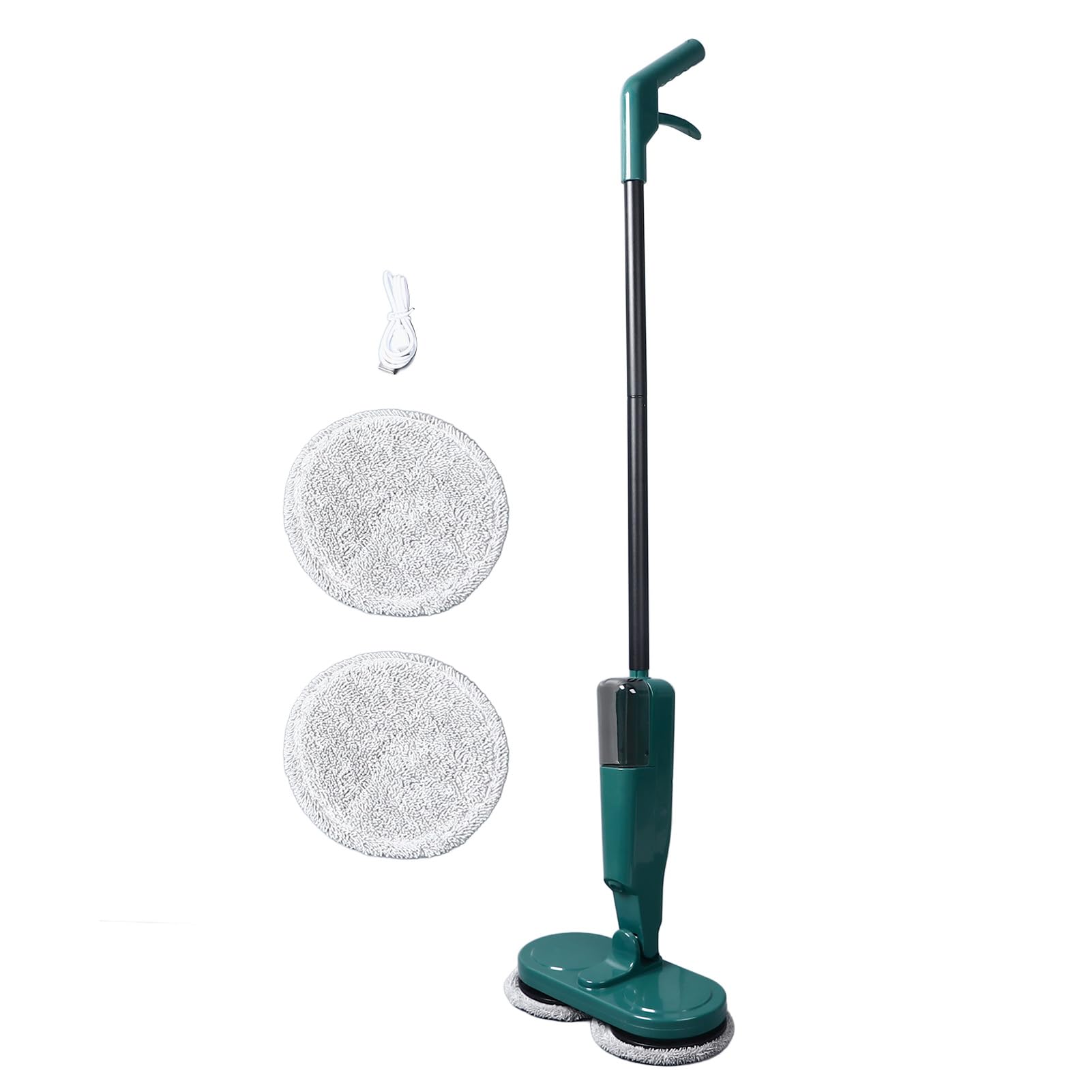 Vadrouille électrique sans Fil, Vadrouille électrique sans Fil pour le Nettoyage des Sols, Nettoyeur à Double Rotation Rechargeable avec 4 Tampons Réutilisables pour Bois Dur