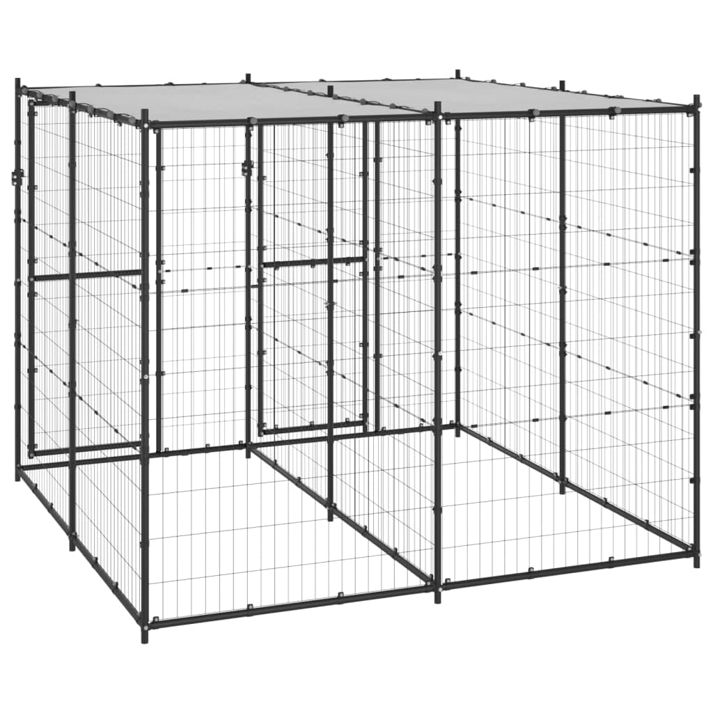 ARKEM Perrera de Exterior de Acero con Techo 4,84 m² Jaulas para Gallinas Parque Perros Grandes