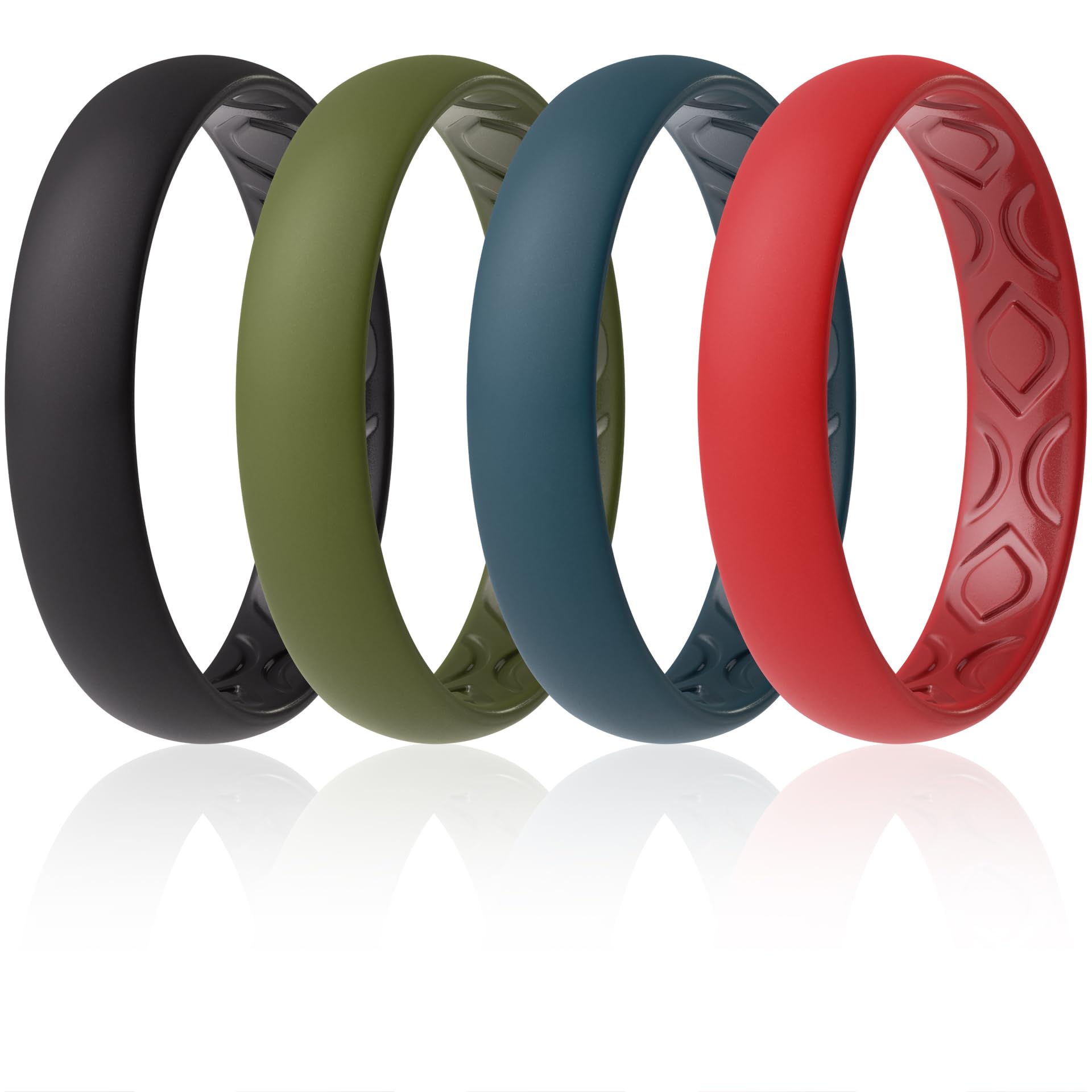 ThunderFit Women Breathable Silicone Bridal Rings Sets For Her, Wedding Bands - 4mm Wide, 1.5mm Thick - 1-12 Variety Multipack