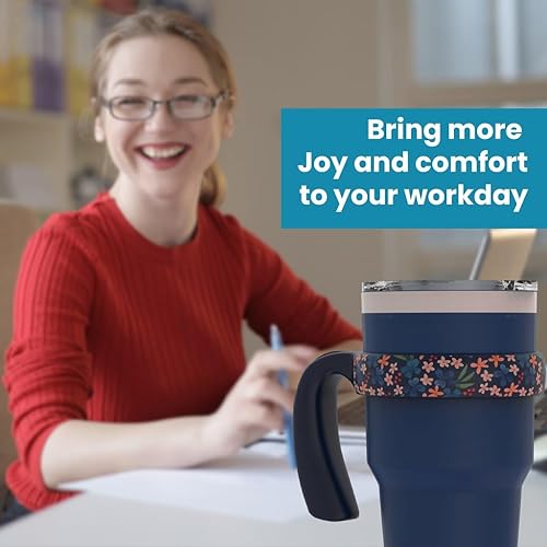 Miniatura 7 de Para YETI - Mango de vaso de 30 onzas, mango para vaso YETI de 30 onzas con diseño colorido y floral antideslizante, azul, 1 paquete