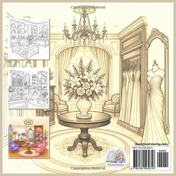 Downtime Elegant Boutiques: Coloring Book for Adults and Teens (Elegant Lines Coloring Books) image 3