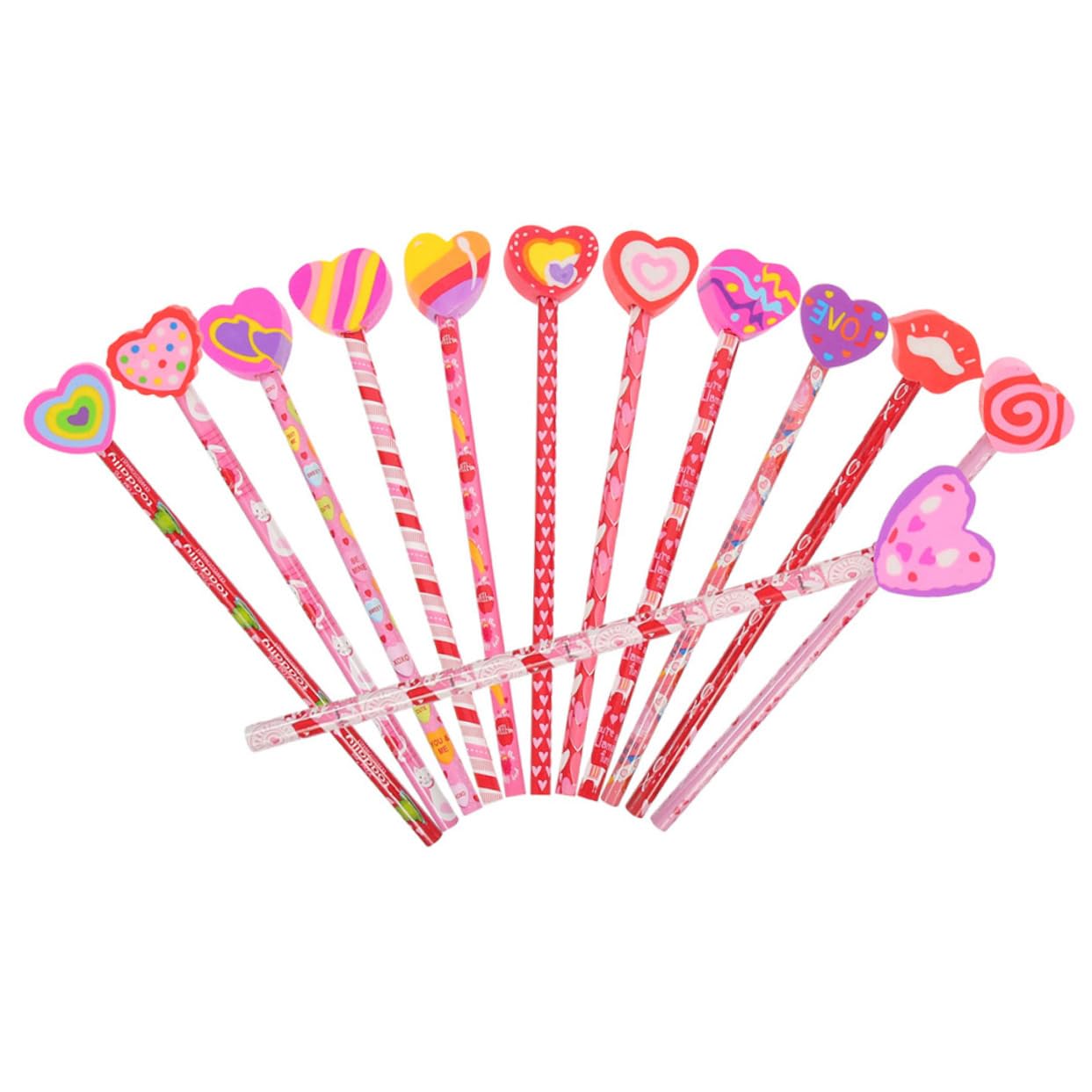 NUOBESTY 5 Ensembles Crayon Saint Valentin Crayons Pour Pochettes De Fête Remplisseur À Thème Fin Service Stylo Empiler Terme Cœur Gommes Gommes Mignonnes Le Accessoires Bois 18 Pièces X 5