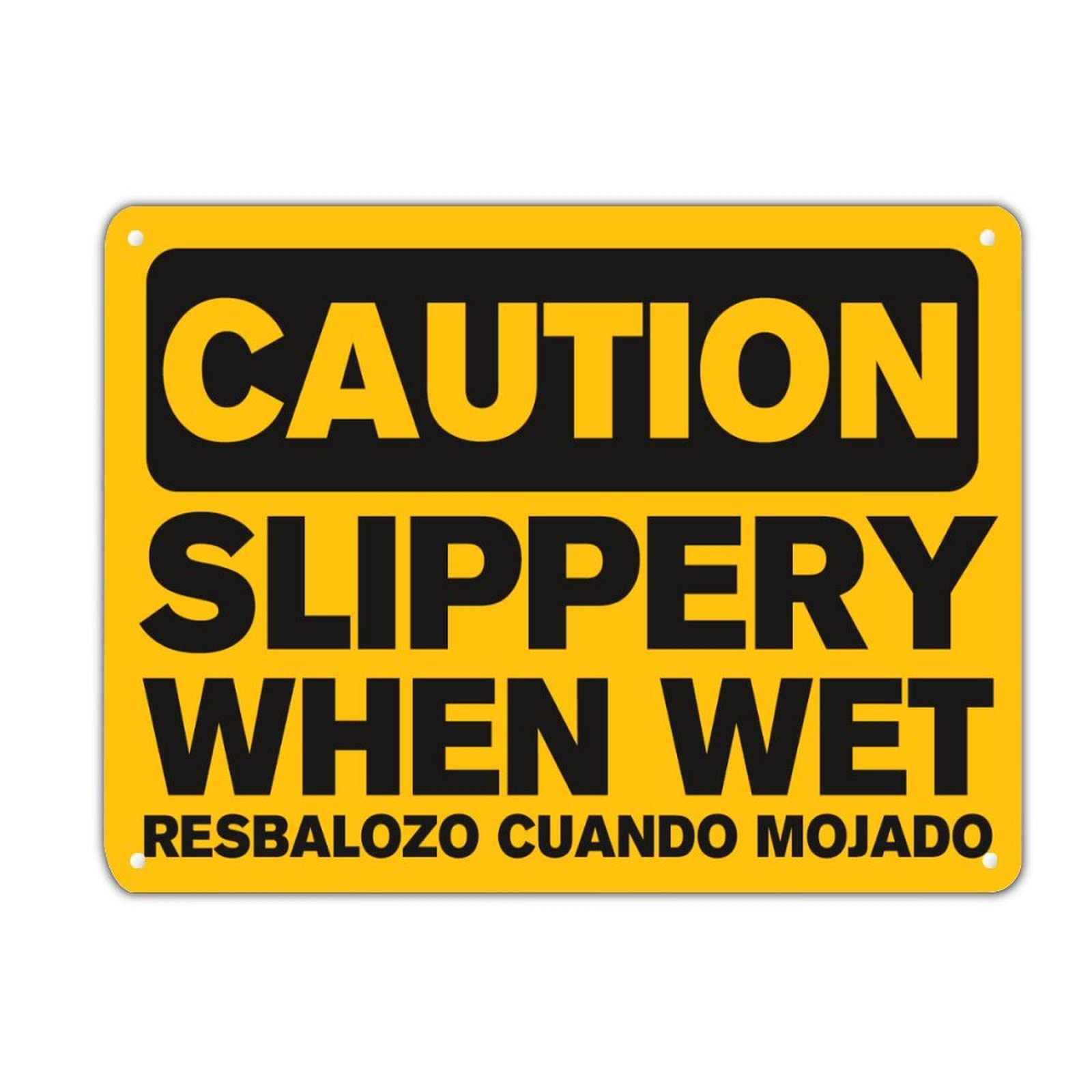 Panneau d'avertissement Caution Slippery When Wet étanche et résistant aux UV pour extérieur
