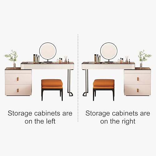 Miniatura 3 de Lartis Tocador de Maquillaje, Juego de Tocador Extensible, Mesa de Tocador, Súper Almacenamiento, Espejo de Tocador Iluminado con LED con Madera de