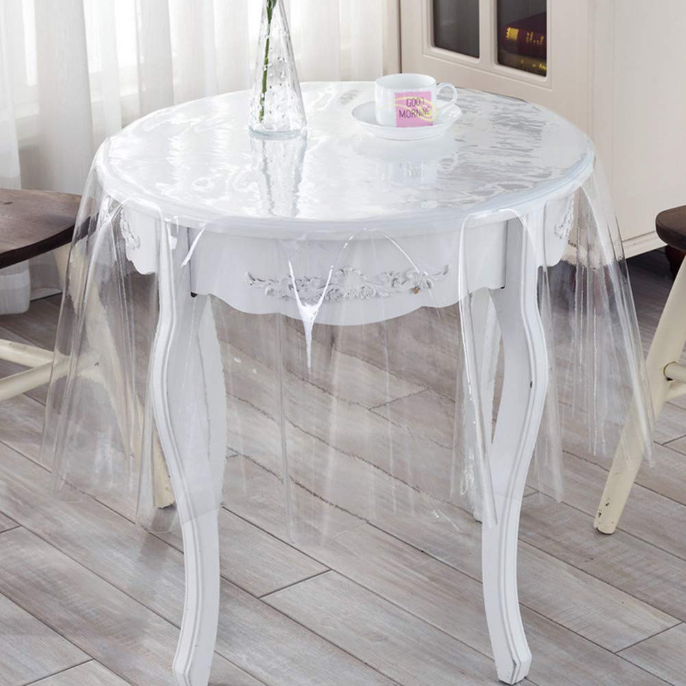 Protecteur table rond plastique transparent pour table basse salon et repas exterieur