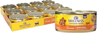 Wellness Complete Health Grain-Free Chicken Gravy Wet Cat Food, Natural Protein-Rich, 5.5oz Cans, 12-Pack for Adult Cats